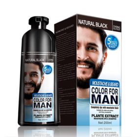 Beard Hair Color Shampoo For Men,Natural Permanent Beard DyeShampoo, Colors Hair In Minutes Long Lasting, 200ml, Black Hair DyeHaircare (Color: black)