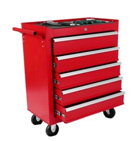 5-Drawer Metal Rolling Tool Chest With Wheels,Tool Storage Cabinet With Locking System (Color: Red)