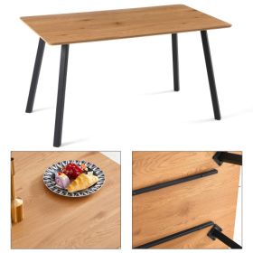 Modern Design Rectangle MDF Restaurant Wooden Dining Table With Metal Frame (Option: Walnut)