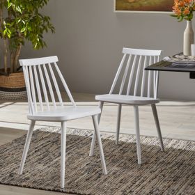 Farmhouse Spindle Back Dining Chairs, Set Of 2, White (Color: White)