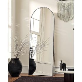 Silver 65x22 Inch Metal Arched Stand Full-length Mirror (Option: Argent)