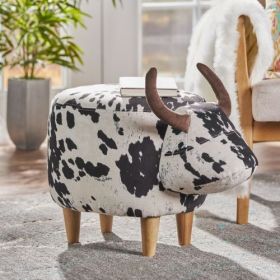 Black And White Velvet Cow Shaped Footstool (Option: White Black)