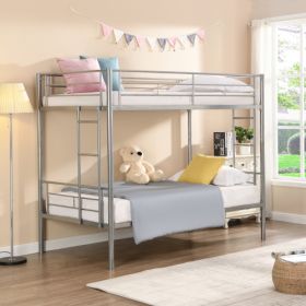 METAL BUNK BED SILVER (Color: Silver)