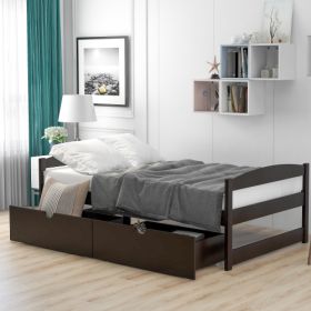 Twin Size Platform Bed, With Two Drawers, Espresso (Option: Espresso)