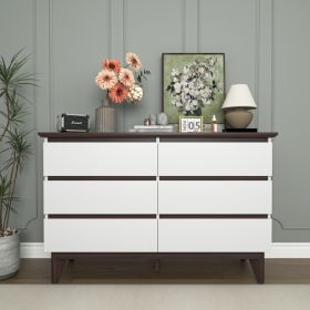 Particle Board Bedroom Living Room 6 Drawer Cabinet (Color: White)