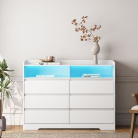 6-drawer Vanity With LED Lights (Color: White)