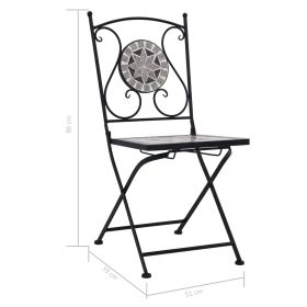 vidaXL Mosaic Bistro Chairs 2 pcs Grey (Option: as picture)