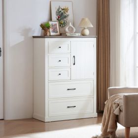 Particle Board Bedroom With 5 Drawers And Dressing Table (Option: White gray)