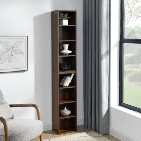 8 Tier Media Tower, CD DVD Slim Locker With Adjustable Shelves, High & Narrow Bookshelf Display Bookshelf, Suitable For Home Office, Multifunctio (Option: Walnut)