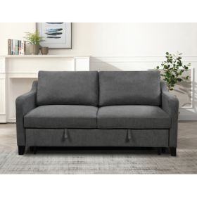 69 Inches 3-in-1 Convertible Queen Sofa Bed, Modern Fabric Love Seat Futon Sofa Sofa With Pull-out Bed, Love Seat Lounge Sofa With Reclining Back (Option: Dark Gray)