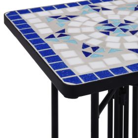 vidaXL Mosaic Side Table Blue and White Ceramic (Option: as picture)