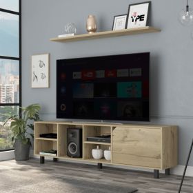 Valdivia Tv Stand For TV S , Four Open Shelves, Five Legs Light Oak (Color: Beige)