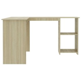 vidaXL L-Shaped Corner Desk Sonoma Oak 120x140x75 cm Engineered Wood (Option: as picture)