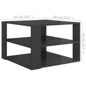 vidaXL Coffee Table High Gloss Grey 60x60x40 cm Engineered Wood (Option: as picture)