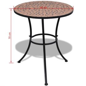 vidaXL 3 Piece Bistro Set Ceramic Tile Terracotta (Option: as picture)