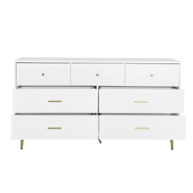 Seven Drawers Large Chest Of Drawer Cabinet With Golden Handle And Golden Legs White Color (Option: Matte White)