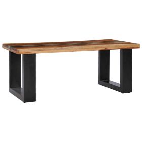 vidaXL Coffee Table 100x50x40 cm Solid Teak Wood and Lava Stone (Option: as picture)