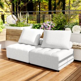 Outdoor Modular Sofa Aluminium Structure Support Cushions And Cushion Covers Detachable Fade Resistant Sofa Cover Included Beige - Price - Based (Color: Beige)