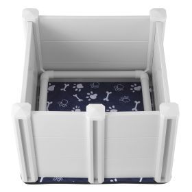 VEVOR Dog Whelping Box 28.3x28.3x18.1in PVC With Rails Pee Pad For Dogs Puppies (Option: Milk White)