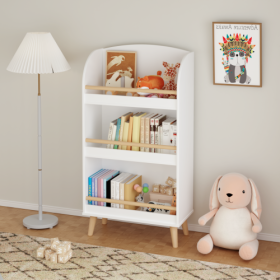 Fiber Board Children's 3-layer Bookshelf (Color: White)