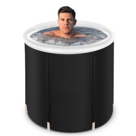 Recovery Ice Tub Foldable Bathtub Outdoor Portable Cold Water Therapy Tub Fitness Rehab Ice Tub For Athletes Long Lasting Insulated Ice Tub, Spa (Color: black)