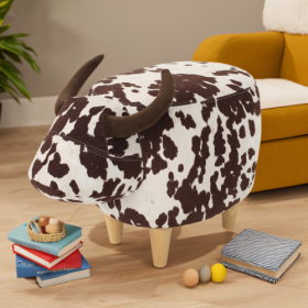 Brown And White Velvet Cow Shaped Footstool (Option: Brown and White)