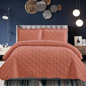 Velvet Embroidered Quilt Set - Orange (Color: Orange)