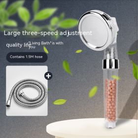 Three-speed Anion Supercharged Filtering Shower Head Nozzle (Option: Large Third Gear With Hose)