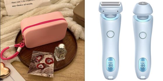 2 In 1 Hair Removal Epilator USB Rechargeable Trimmer Women Body Razor Face Leg Armpit Bikini Hand Pubic Shaver Hair Remover (Option: Blue and Rouge Gouache    set-USB)