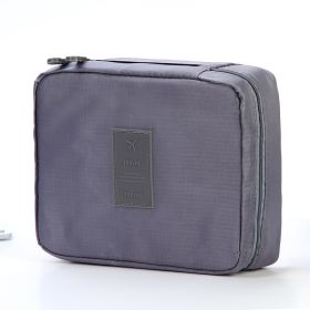 Portable Cosmetic Bag Waterproof Divider Multi-grid Pockets Toiletry Bags Travel Storage Handbags Women Make Up Bag (Color: grey)