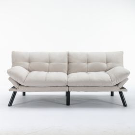 Cream Convertible Folding Modern Sofa Bed (Option: Cream)