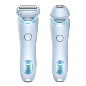 2 In 1 Hair Removal Epilator USB Rechargeable Trimmer Women Body Razor Face Leg Armpit Bikini Hand Pubic Shaver Hair Remover (Option: Blue-USB)