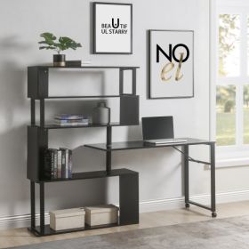 Home Office Computer Desk L-shaped Corner Table (Color: black)