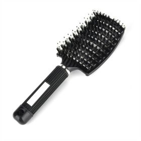 Curved Vented Boar Bristle Styling Hair Brush, For Any Hair Type Men Or Women (Color: black)