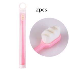 Ultra-fine Toothbrush Super Soft Bristle Deep Cleaning Brush Portable For Oral Care Tools Teeth Care Oral Cleaning Travel (Option: 2pcs Wavy pink)