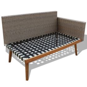 vidaXL 4 Piece Patio Lounge Set with Cushions Poly Rattan Gray (Option: as picture)