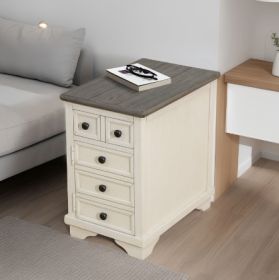 Dark Grey MDF Top And White Oak Drawer Living Room Side Cabinet (Option: ST2003SC)