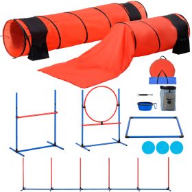 VEVOR Dog Agility Training Equipment 7 PCS Set Upgrade W  Hurdles 2 Tunnels Ring (Option: Orange blue)