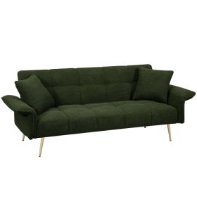 70.1 Inches Futon Sofa Bed, Convertible Double Sofa Bed With Folding Armrests For Living Rooms And Small Spaces (Color: Green)