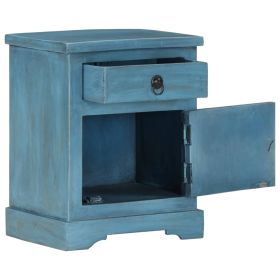 vidaXL Bedside Table Solid Mango Wood 40x30x50 cm Blue (Option: as picture)