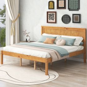 Platform Bed Frame With Headboard, Wood Slat Support, No Box Spring Needed, Queen, Oak (Option: Espresso)