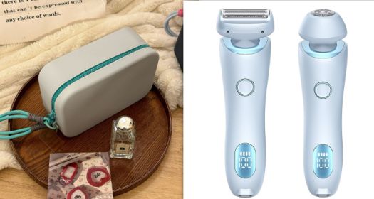 2 In 1 Hair Removal Epilator USB Rechargeable Trimmer Women Body Razor Face Leg Armpit Bikini Hand Pubic Shaver Hair Remover (Option: Blue and Lake Green   set-USB)