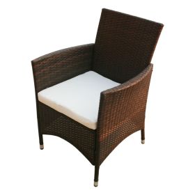 vidaXL 7 Piece Patio Dining Set with Cushions Poly Rattan Brown (Option: as picture)