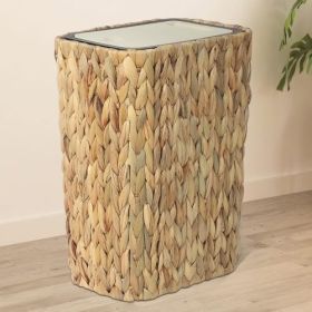 2-in-1 Wicker Bin With Pressed Top Cover, Woven Waste Paper Basket And Basket For Bathroom, Kitchen, Living Room, Bedroom Unavailable Platforms- (Option: Natural and light brown)