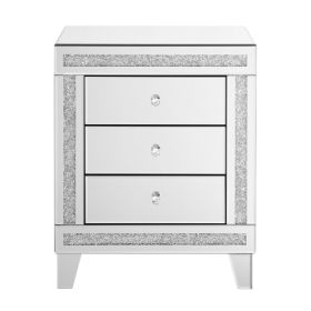 21.5 InchesX 15.8inchesX 26.8inchesSILVER MIRROR THREE-DRAWER CABINET, MULTI-PURPOSE STORAGE CABINET (Option: Argent)