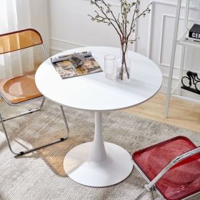 Metallic White Round Table (Color: White)