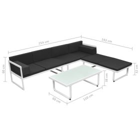 vidaXL 4 Piece Patio Lounge Set with Cushions Aluminum Black (Option: as picture)