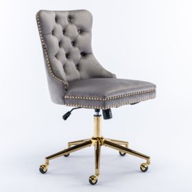 Home Office Chair With Tufted Velvet Buttons (Color: grey)