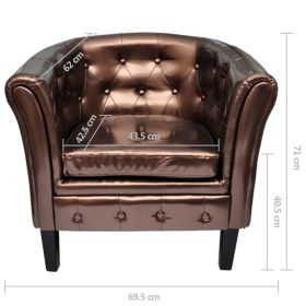 vidaXL Tub Chair Brown Faux Leather (Option: as picture)