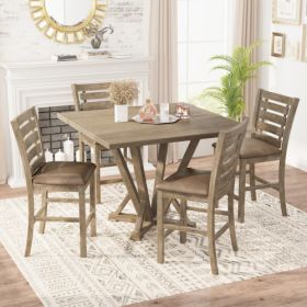 5-piece Bar Counter Table Set (Option: Grayish Brown)